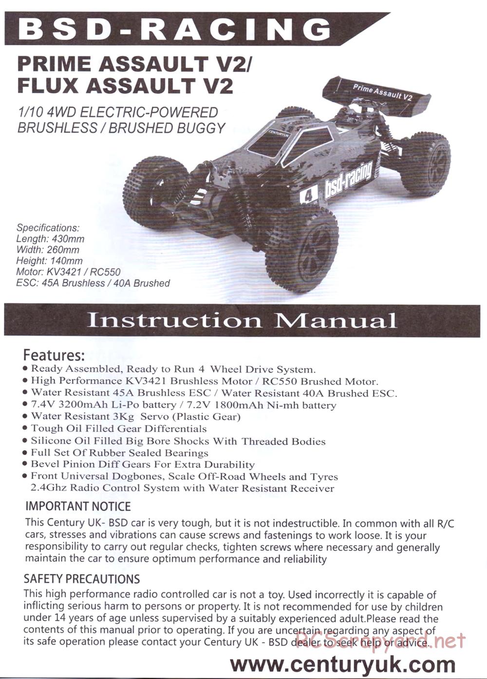 BSD Racing - BS219R / BS219T - Manual - Page 1