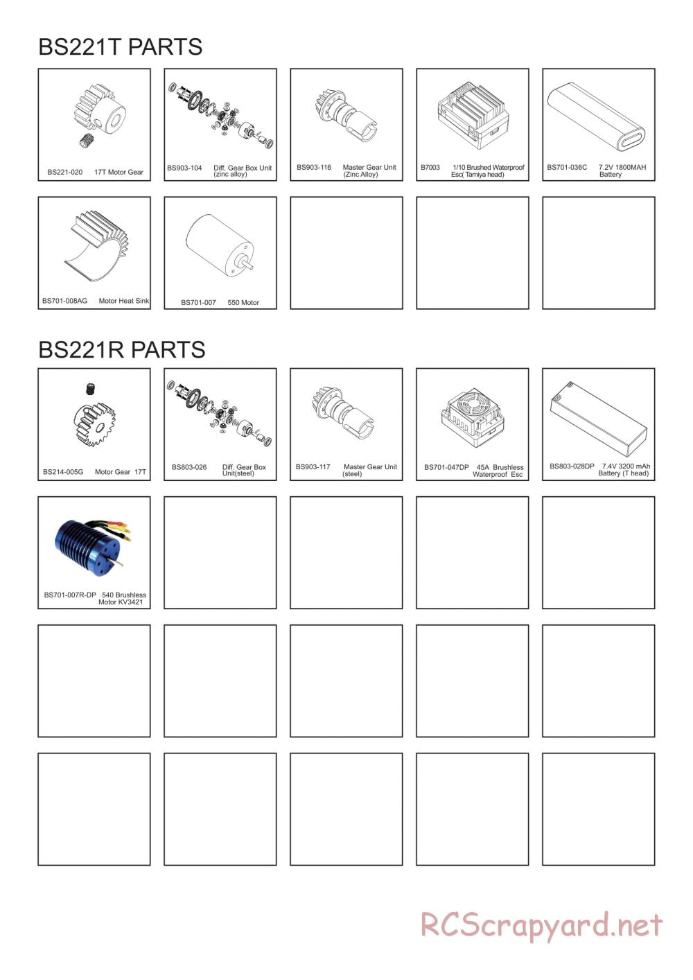 BSD Racing - BS221R / BS221T - Parts List - Page 4