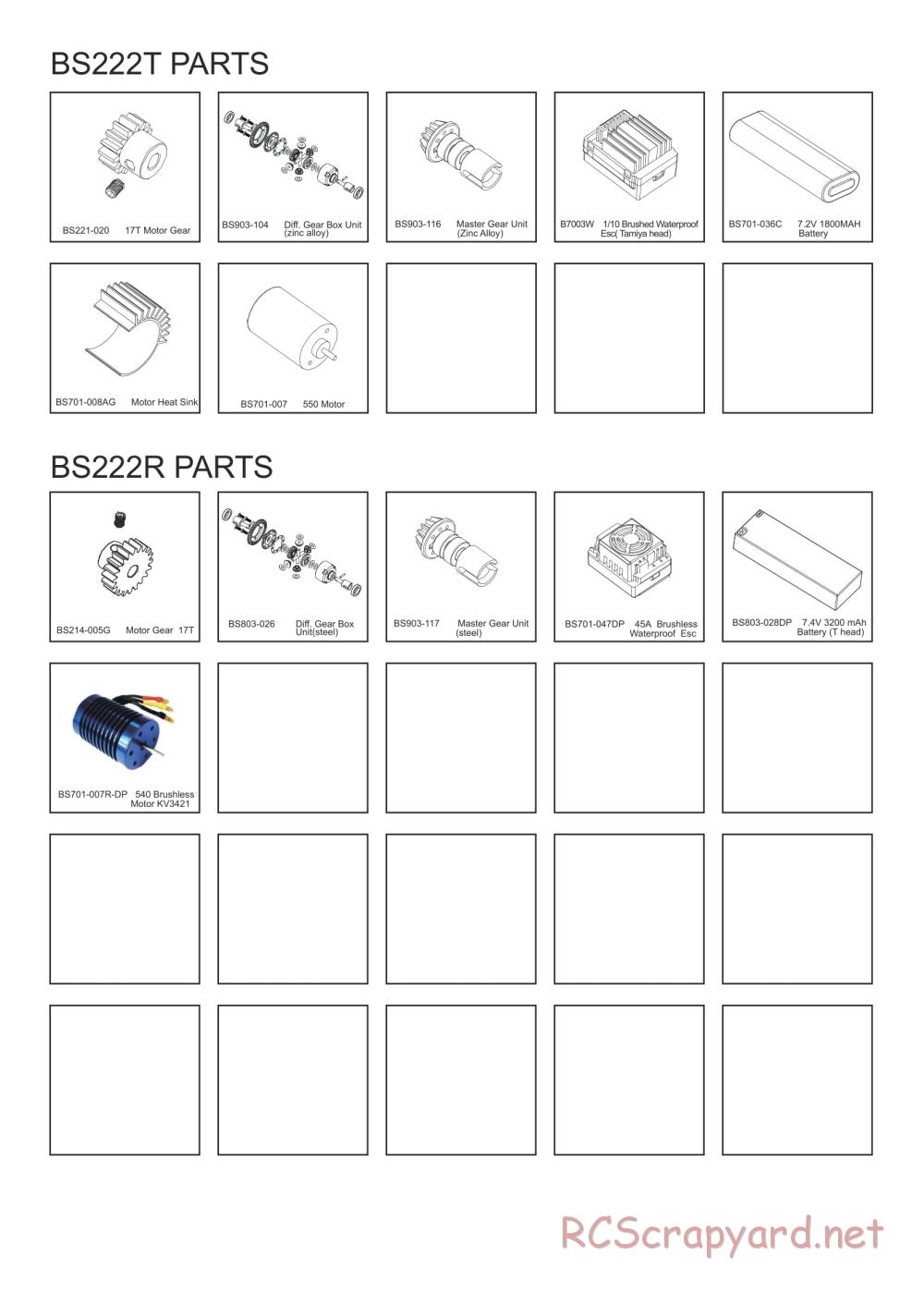 BSD Racing - BS222R / BS222T - Parts List - Page 5