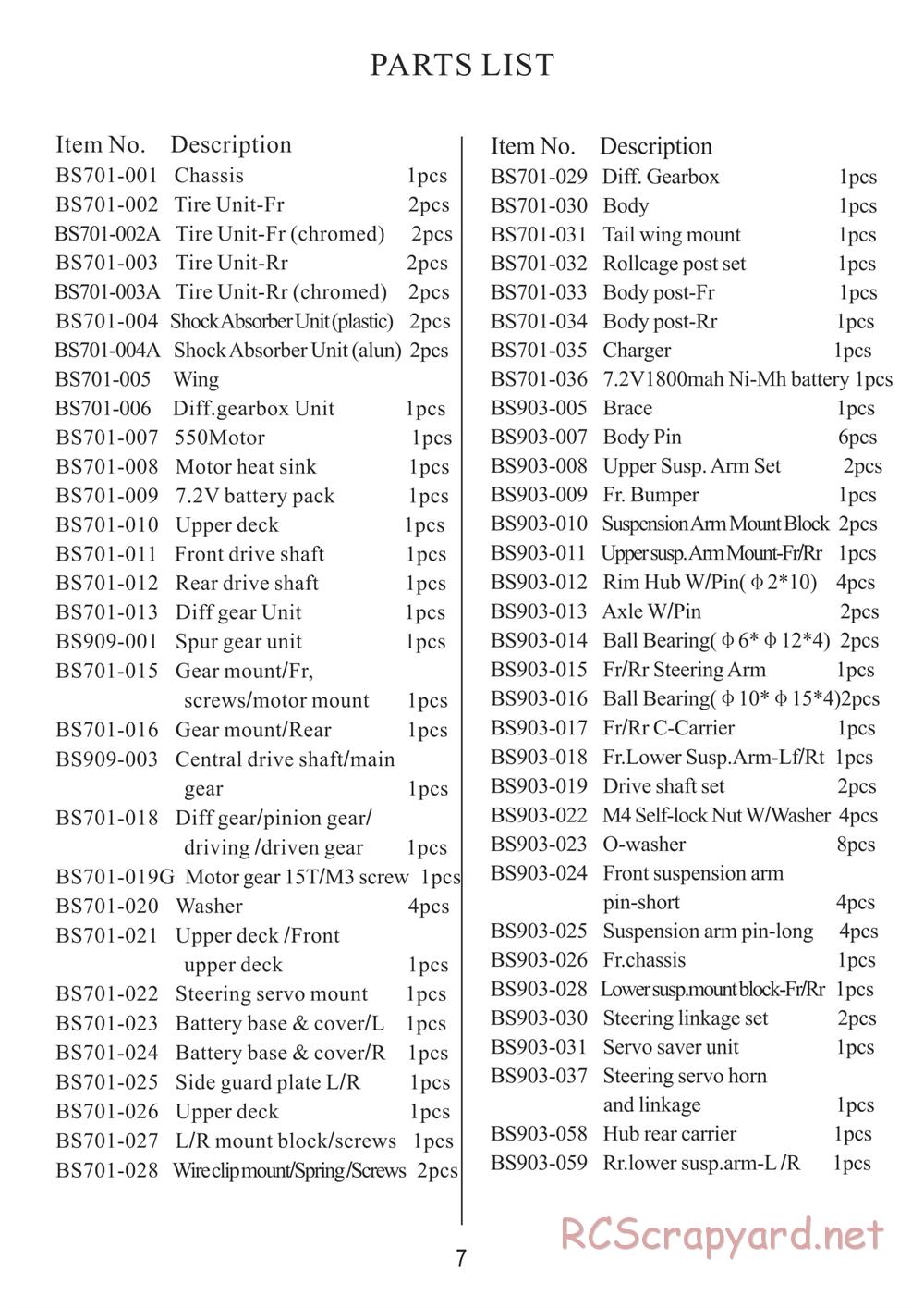 BSD Racing - BS701G - Manual - Page 7