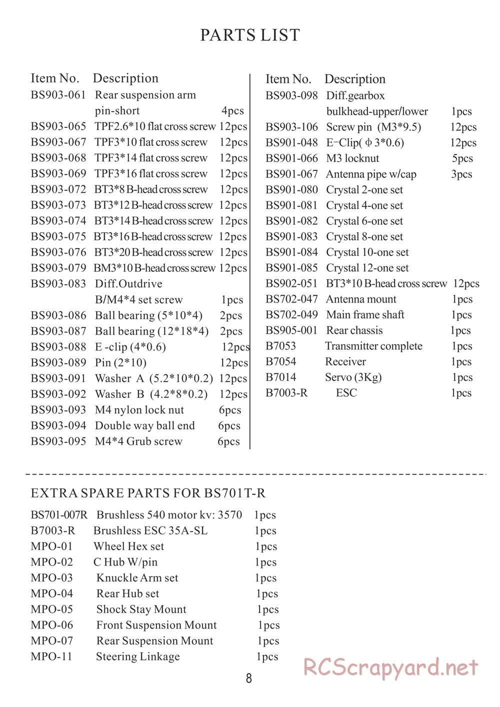 BSD Racing - BS701G - Manual - Page 8