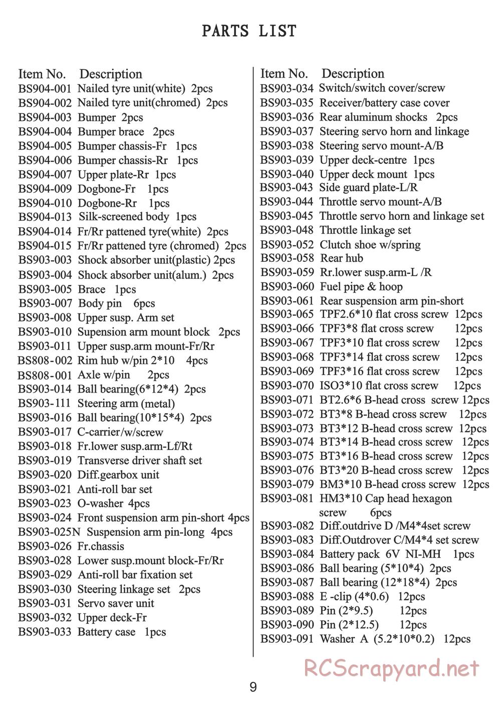 BSD Racing - BS801T - Manual - Page 9