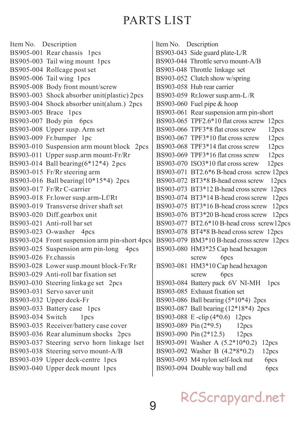 BSD Racing - BS802T - Manual - Page 9