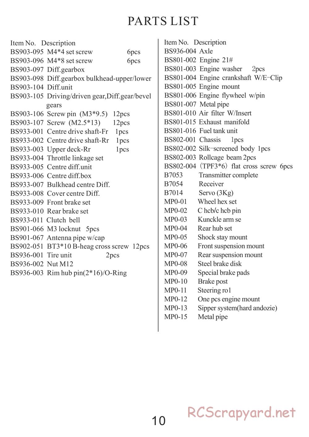 BSD Racing - BS802T - Manual - Page 10