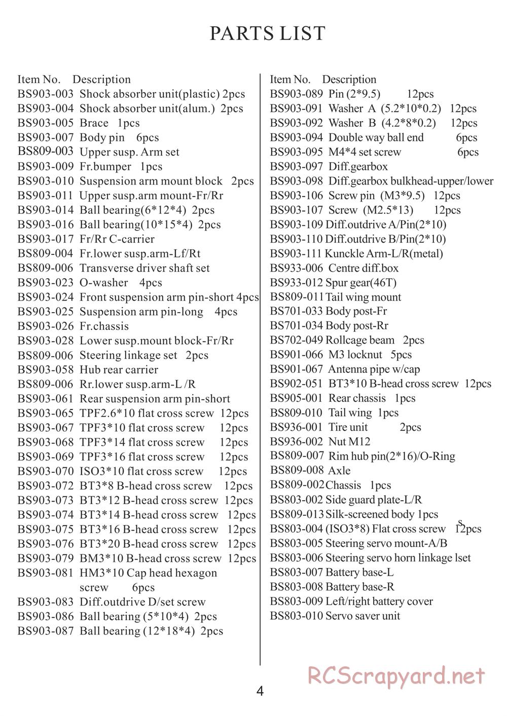 BSD Racing - BS803T - Manual - Page 5