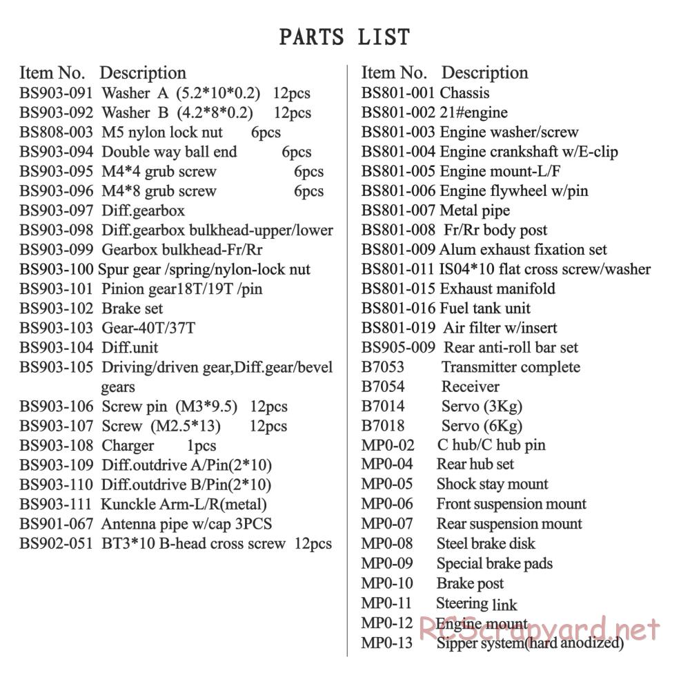 BSD Racing - BS804T - Parts List - Page 3