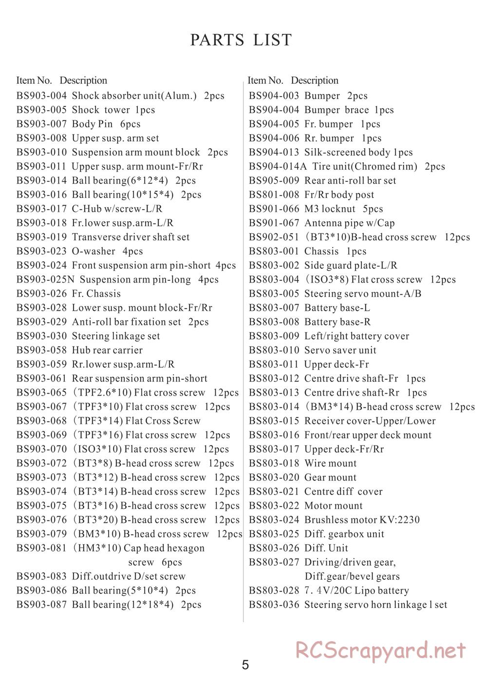 BSD Racing - BS808T - Manual - Page 6