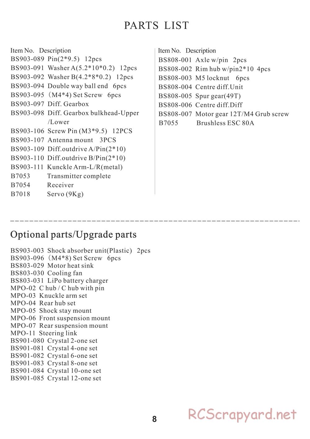 BSD Racing - BS808T - Manual - Page 8