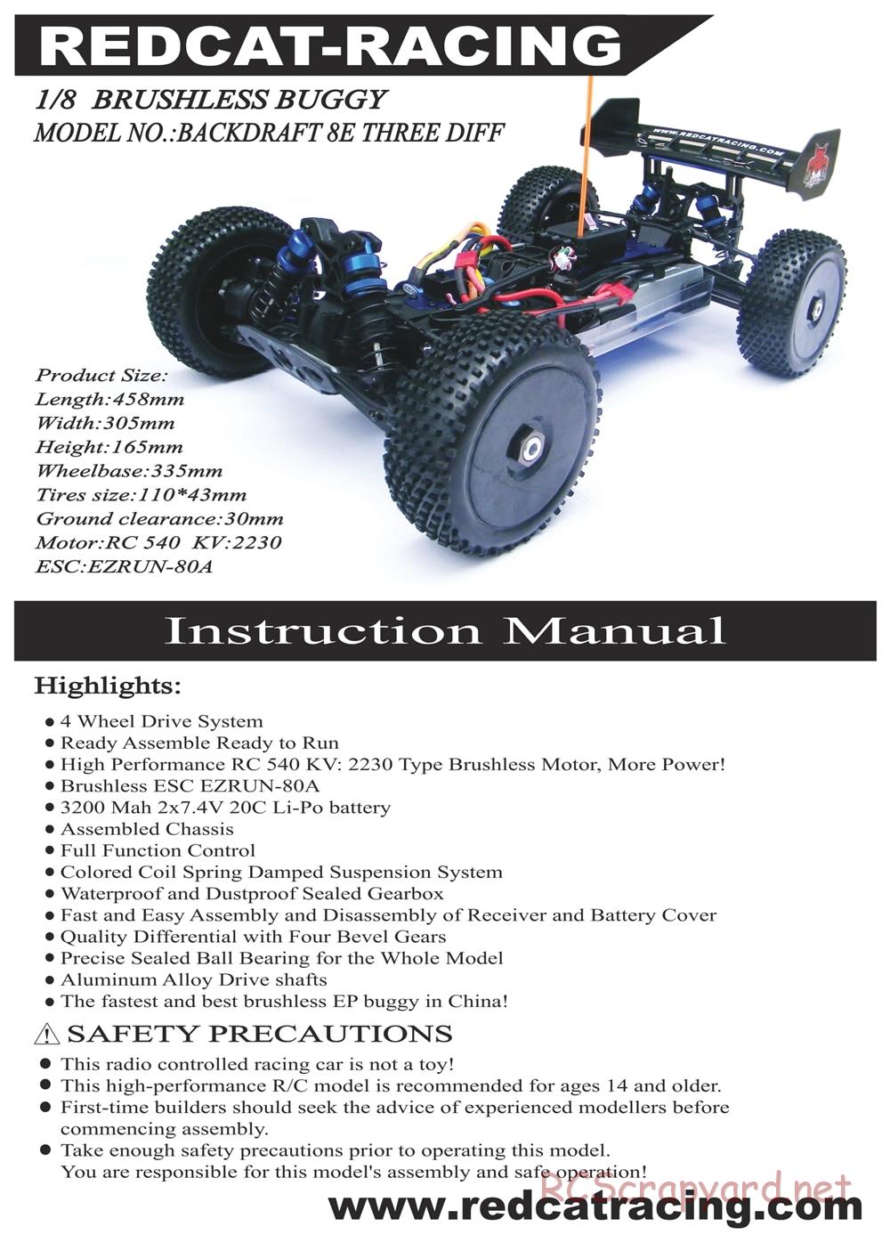 BSD Racing - BS836T - Manual - Page 1