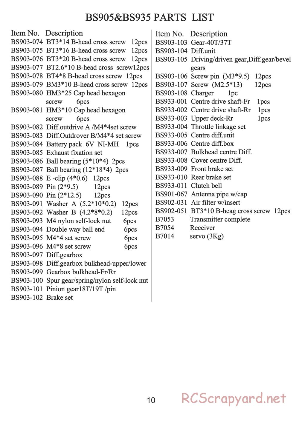 BSD Racing - BS905T / BS935T - Manual - Page 10