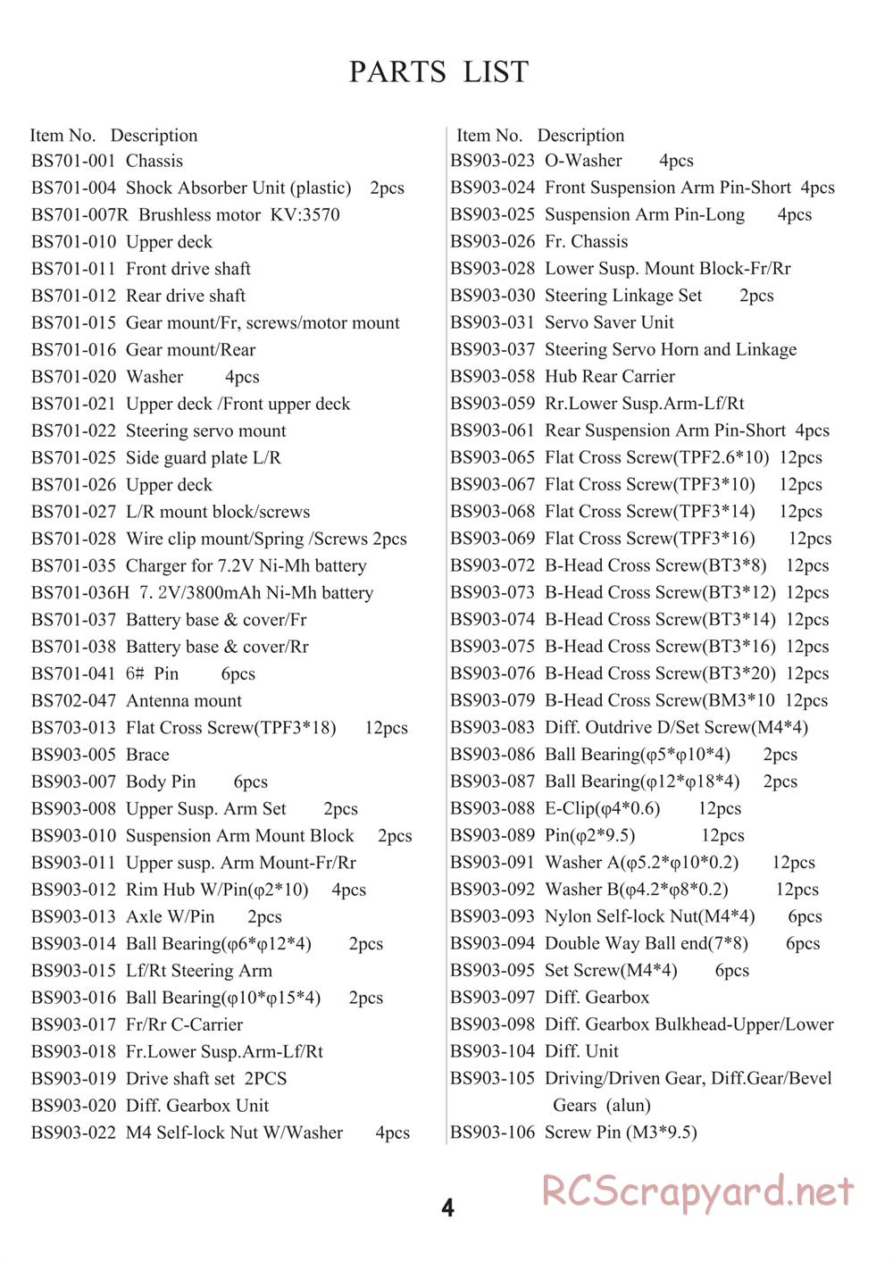 BSD Racing - BS909T - Manual - Page 5