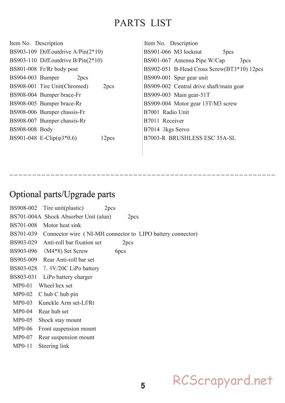 BSD Racing - BS909T - Manual - Page 6