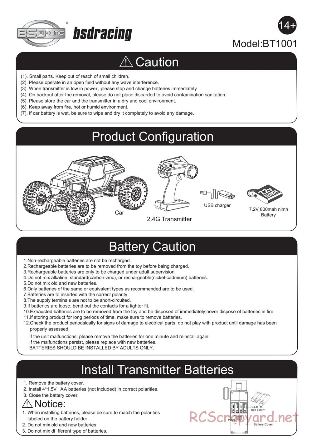 BSD Racing - BT1001 - Manual - Page 1