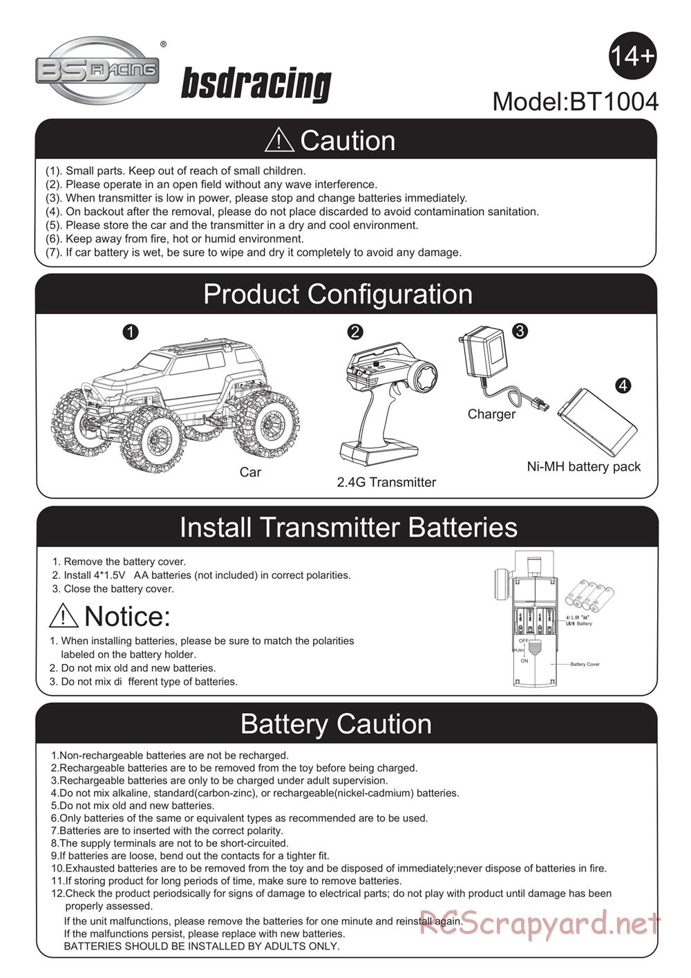 BSD Racing - BT1004 - Manual - Page 1