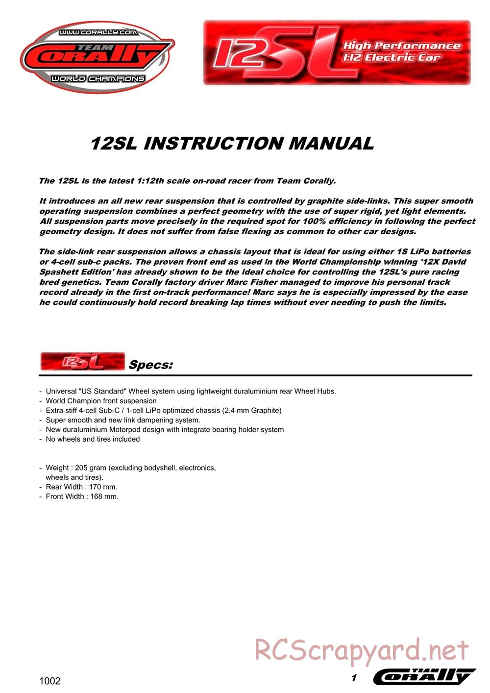 Corally - 12SL - Manual - Page 2