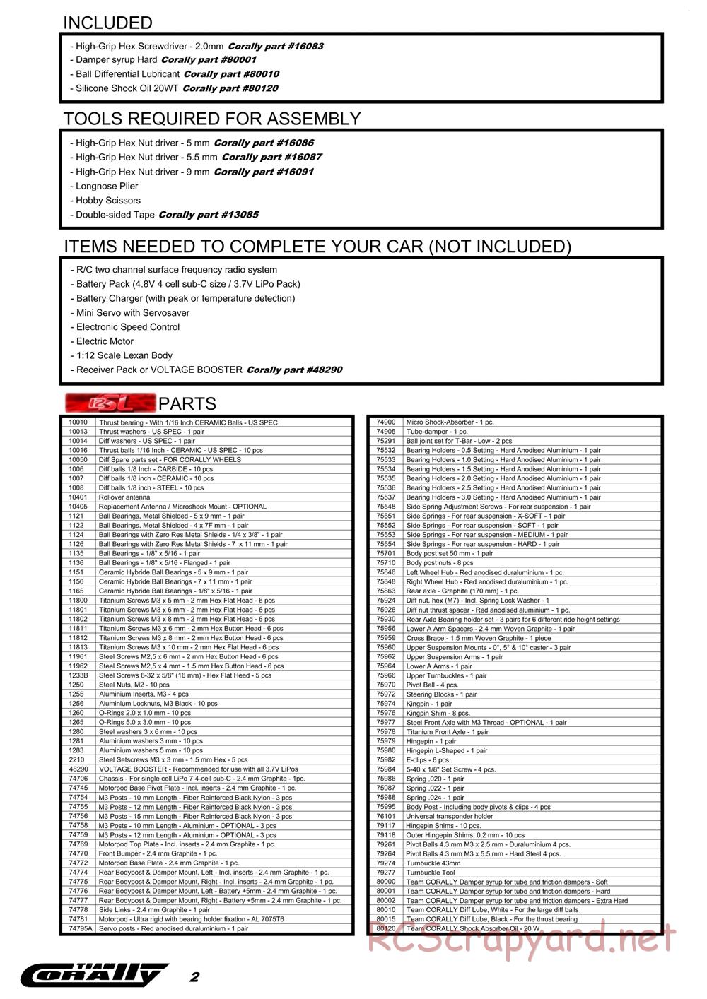 Corally - 12SL - Manual - Page 3