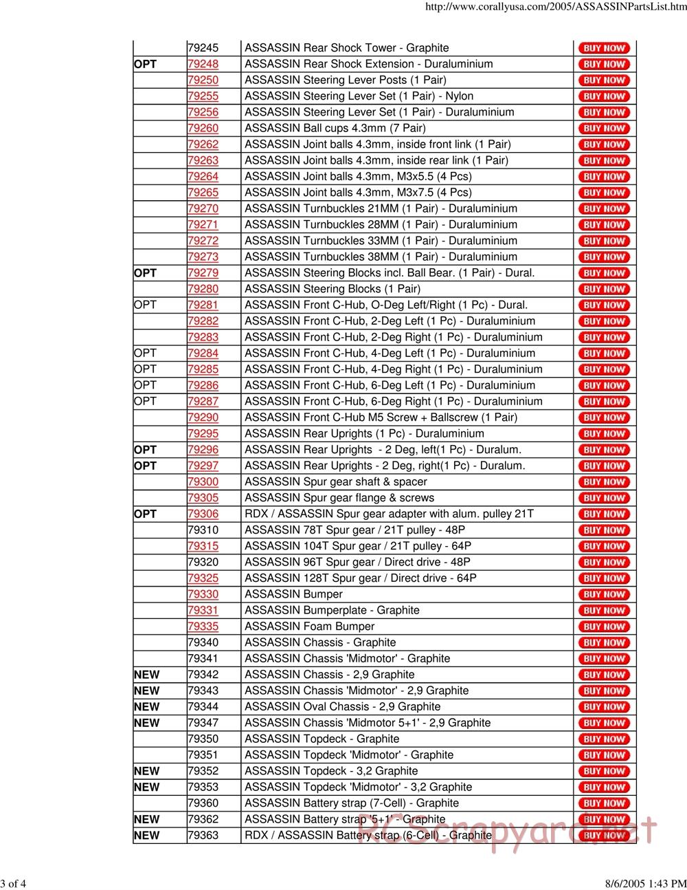 Corally - Assassin - Parts List - Page 3