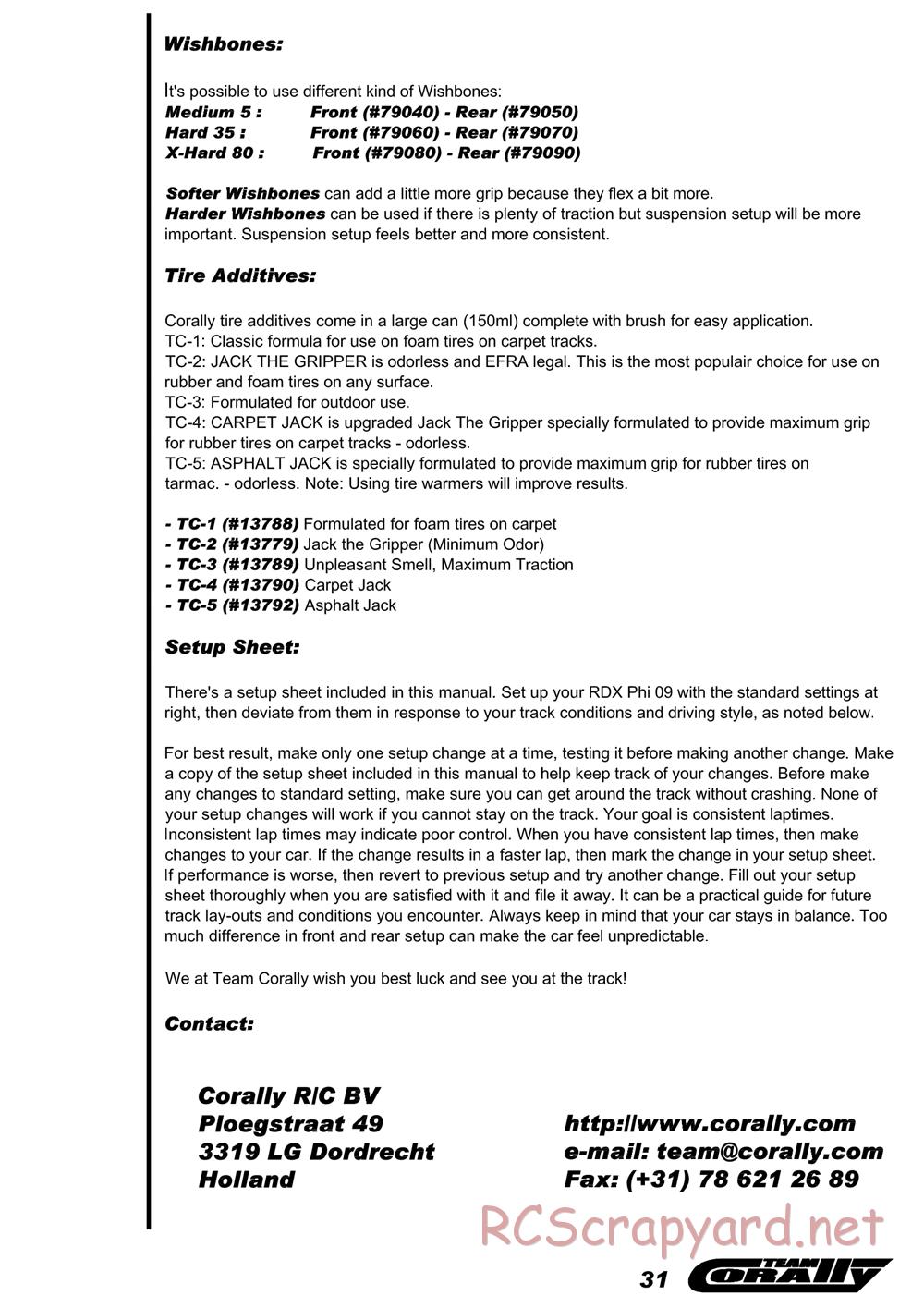 Corally - RDX Phi 09 - Manual - Page 32