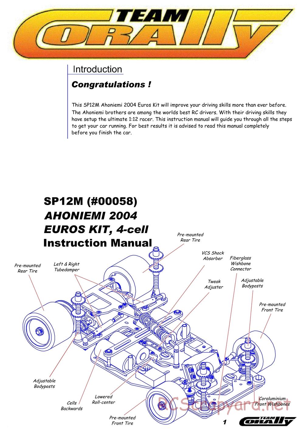 Corally - SP12M Ahoniemi Euros Spec - Manual - Page 1