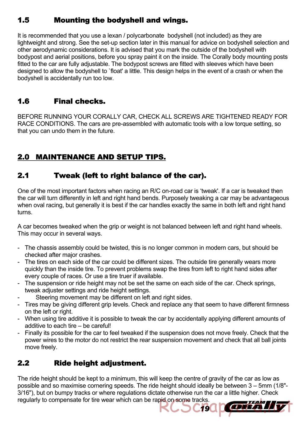 Corally - SP12M Ahoniemi Euros Spec - Manual - Page 19