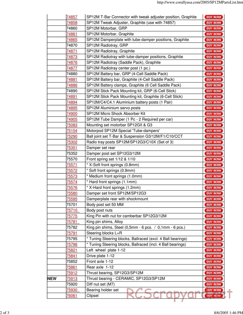 Corally - SP12M - Parts List - Page 2