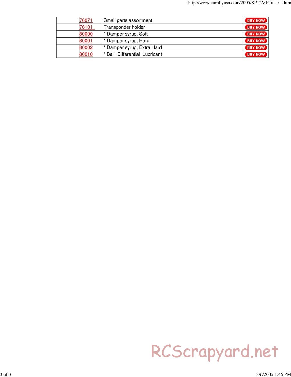 Corally - SP12M - Parts List - Page 3