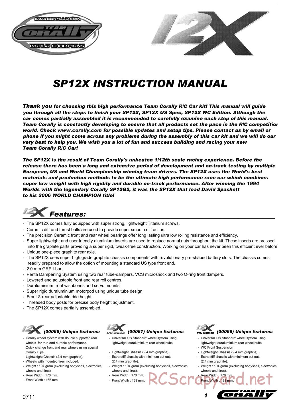 Corally - SP12X - Manual - Page 1