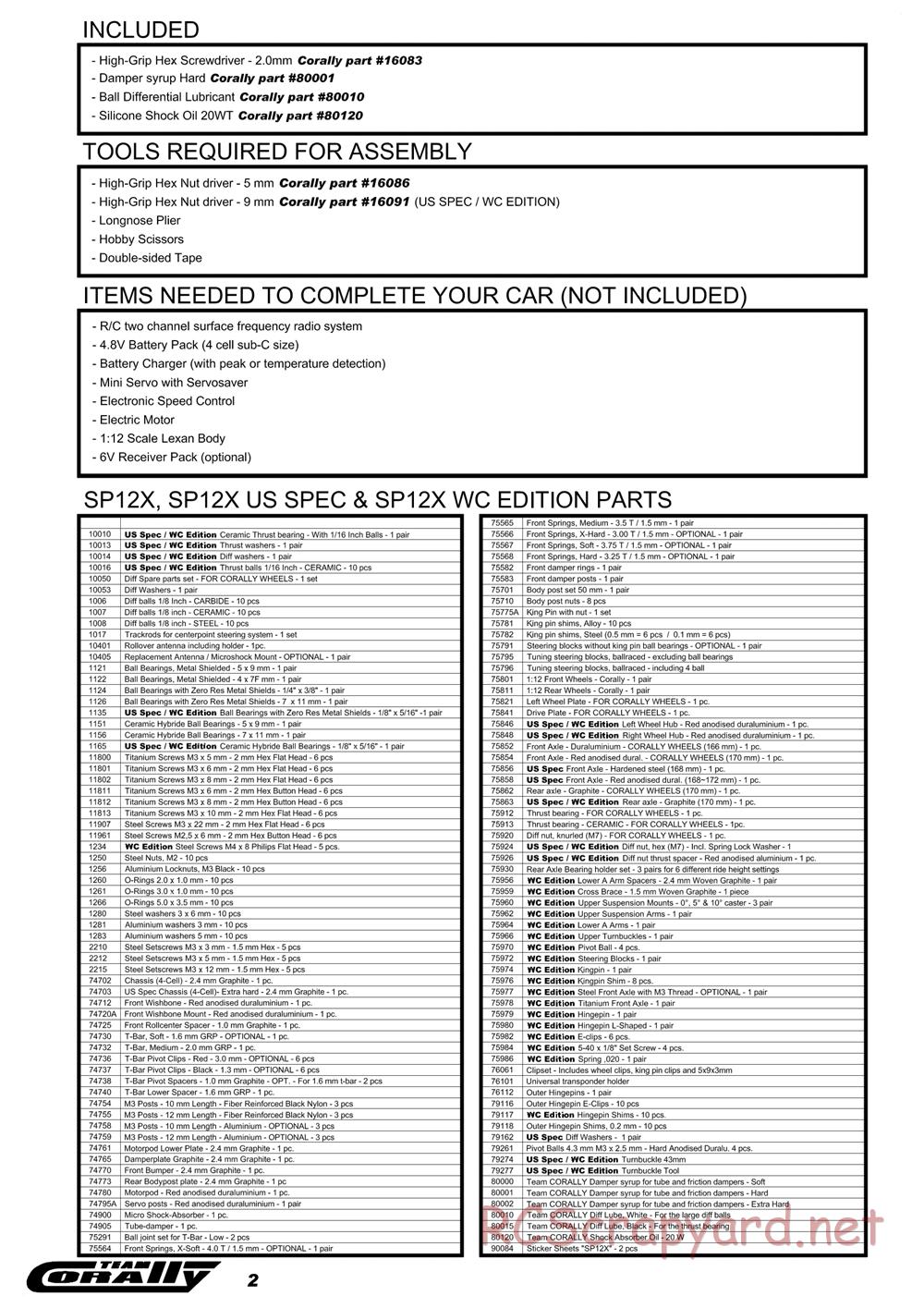 Corally - SP12X - Manual - Page 2