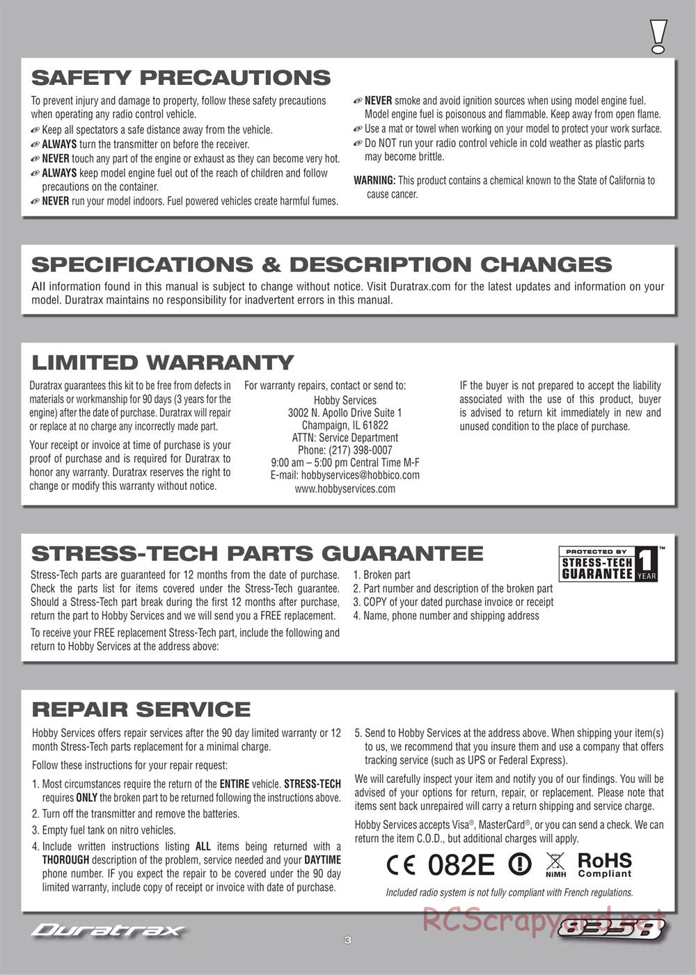 Duratrax - 835B - Manual - Page 3