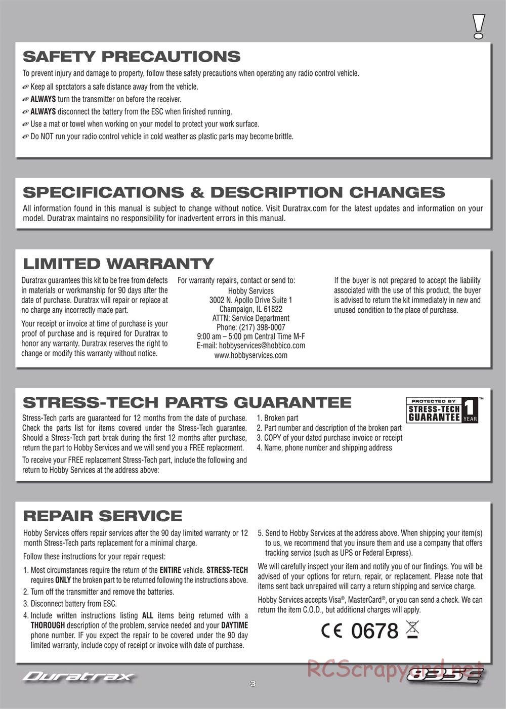 Duratrax - 835E - Manual - Page 3