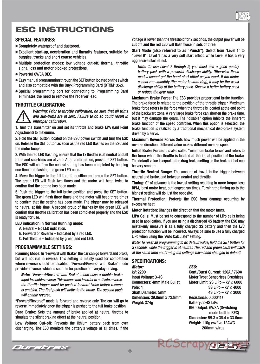 Duratrax - 835E - Manual - Page 6