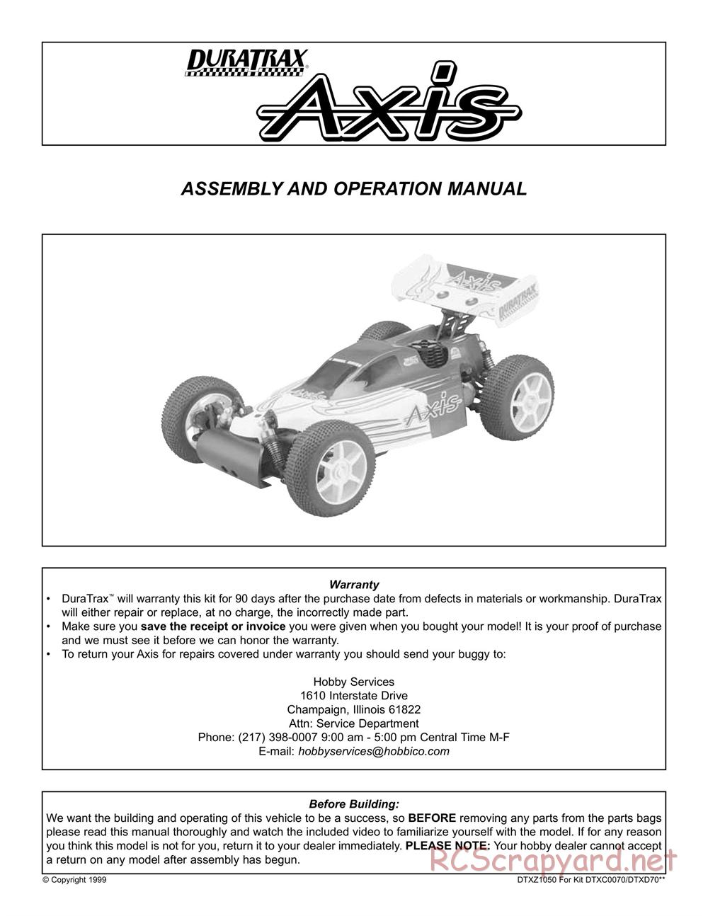 Duratrax - Axis - Manual - Page 1