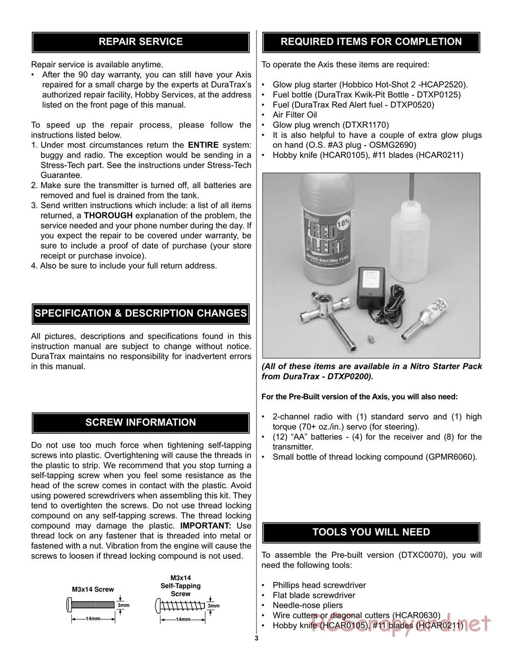 Duratrax - Axis - Manual - Page 3