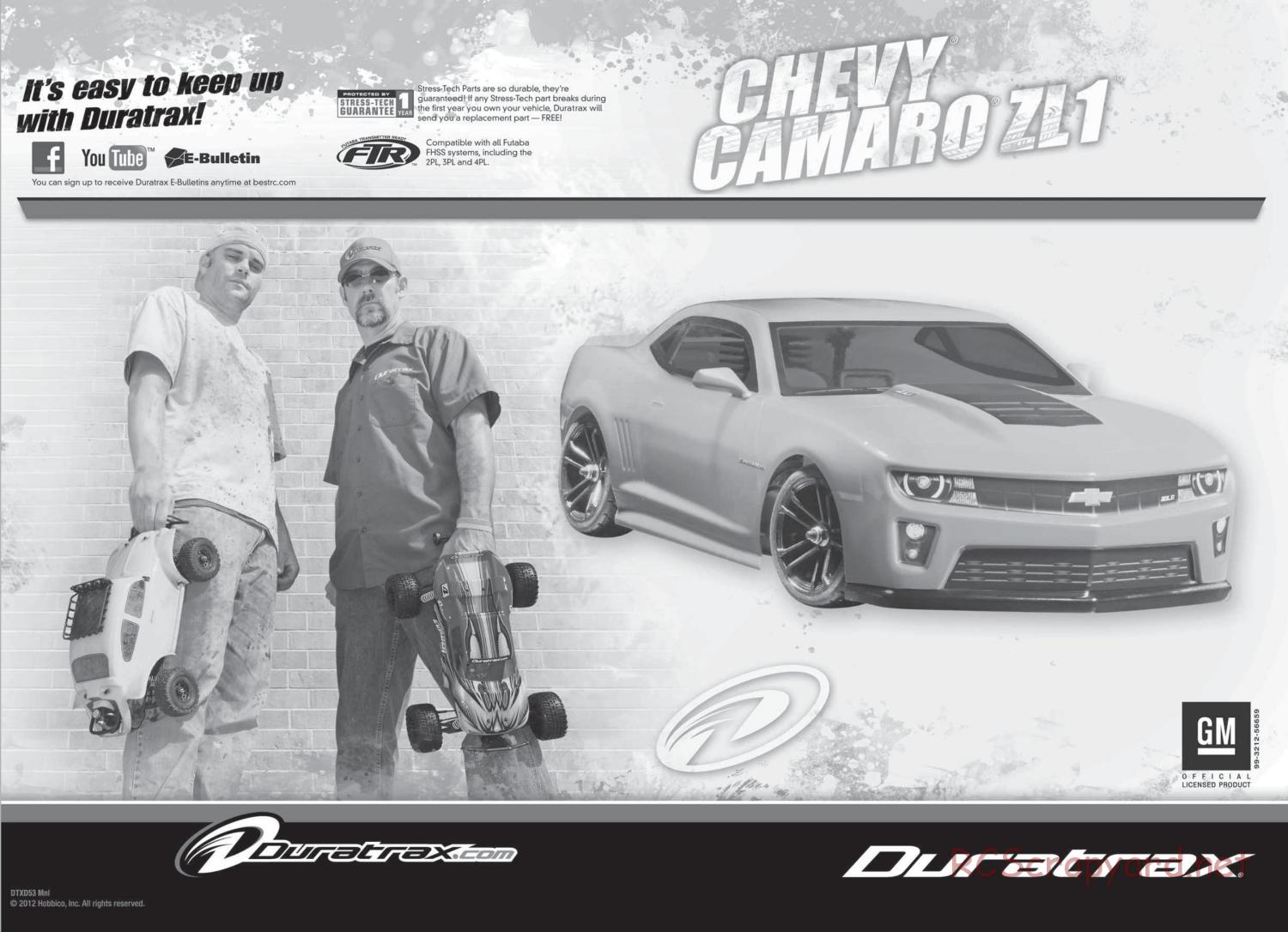 Duratrax - Chevy Camaro ZL1 - Manual - Page 1