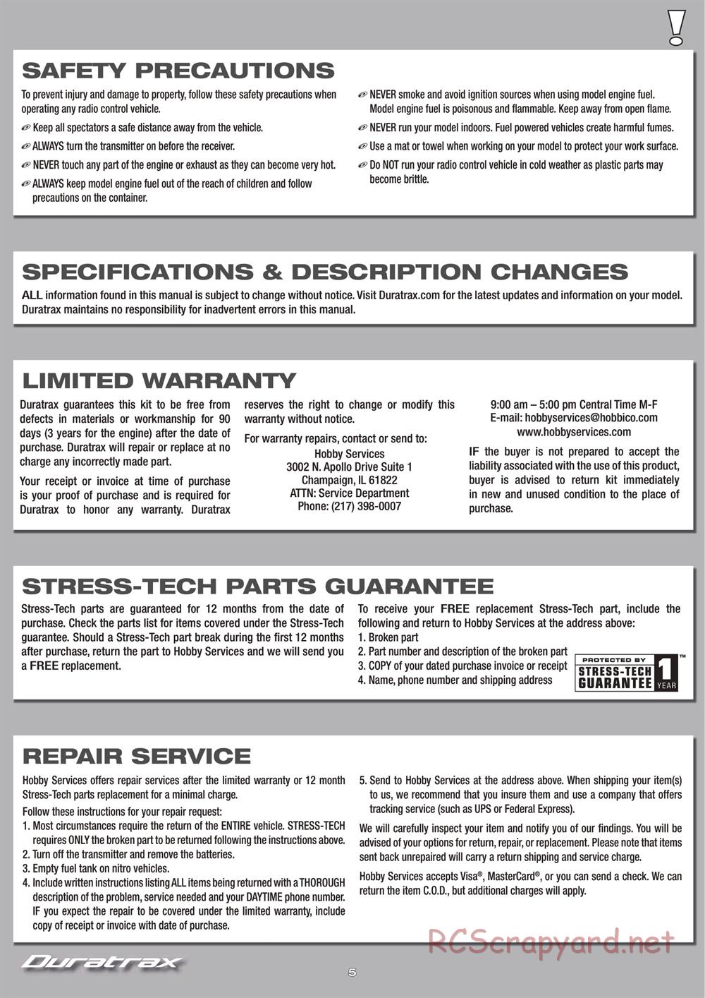 Duratrax - Chevy Camaro ZL1 - Manual - Page 5