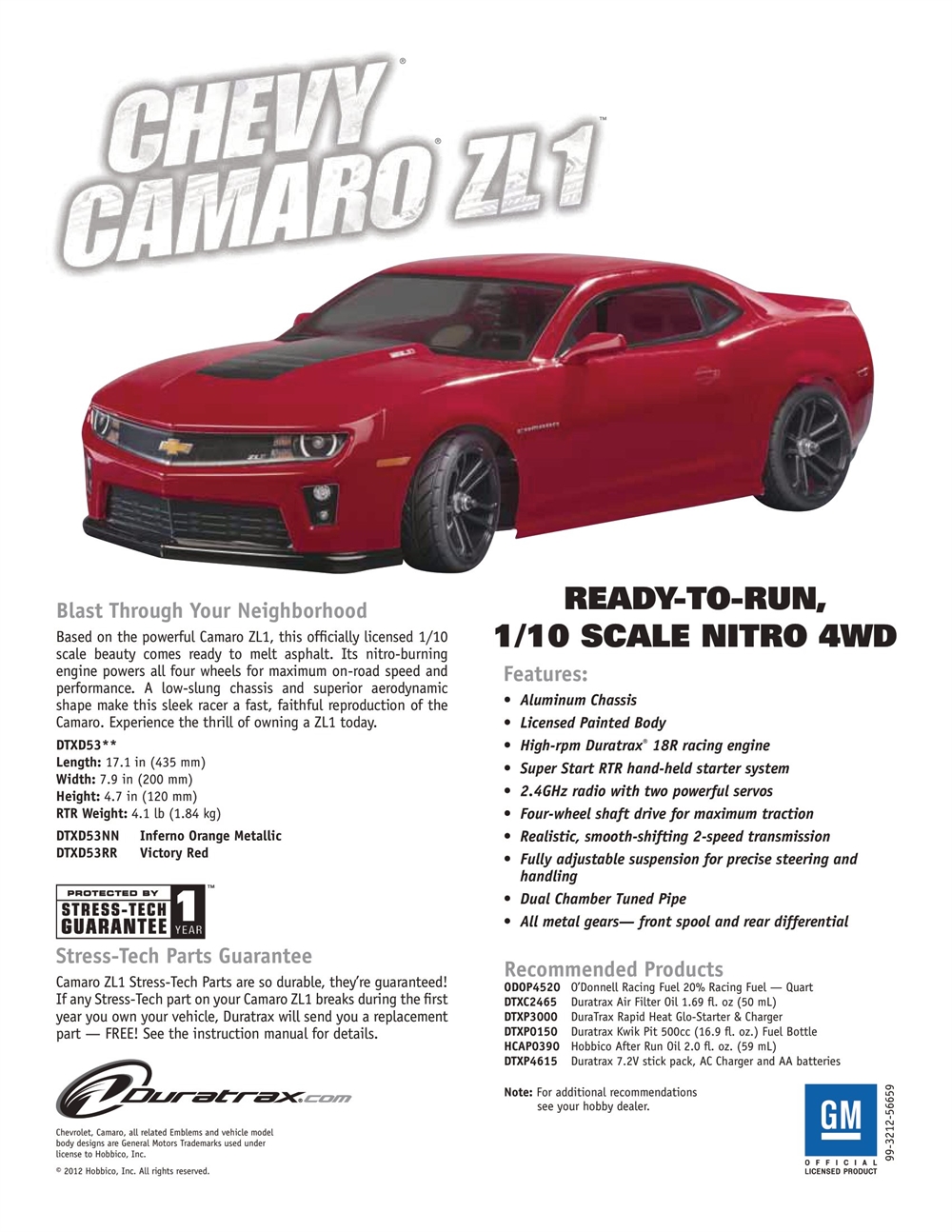 Duratrax - Chevy Camaro ZL1 - Ad