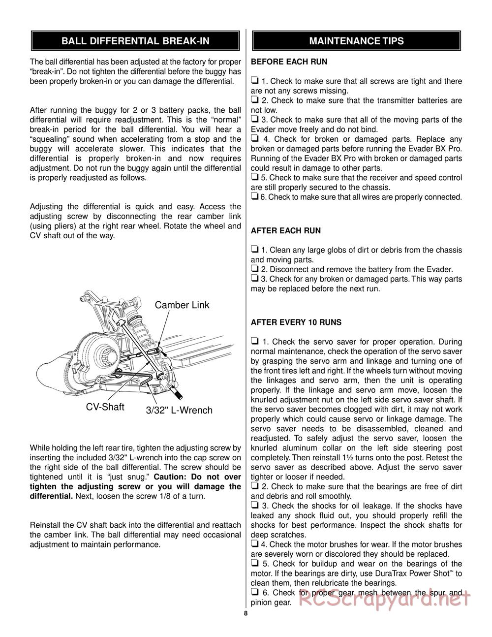 Duratrax - Evader BX Pro RTR - Manual - Page 8