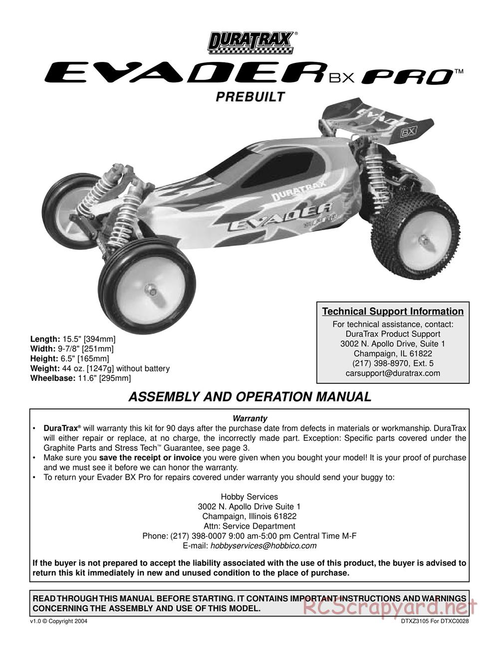 Duratrax - Evader BX Pro - Manual - Page 1