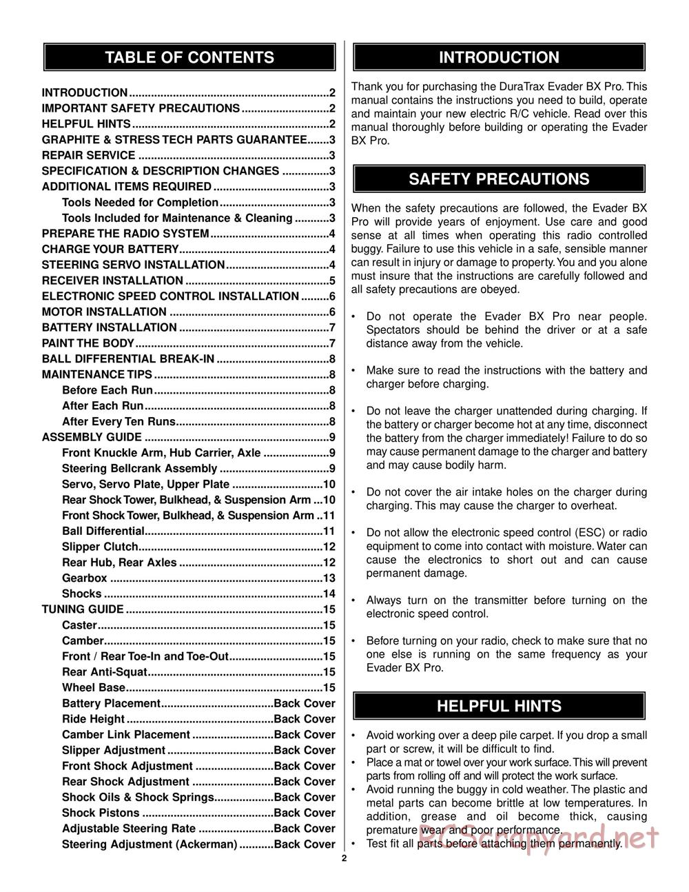 Duratrax - Evader BX Pro - Manual - Page 2