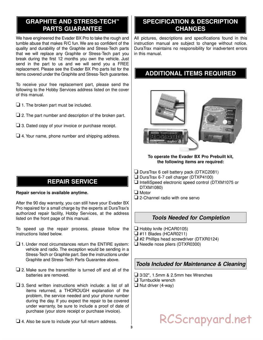 Duratrax - Evader BX Pro - Manual - Page 3