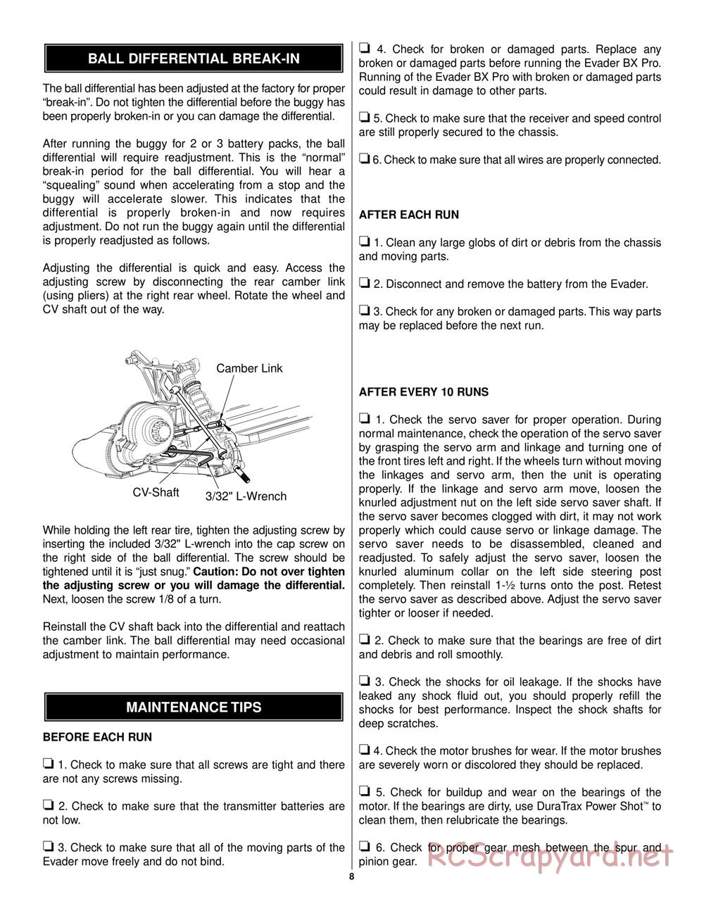 Duratrax - Evader BX Pro - Manual - Page 8