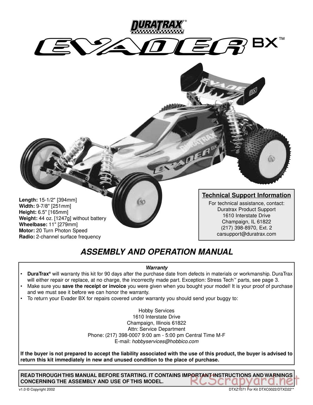 Duratrax - Evader BX - Manual - Page 1