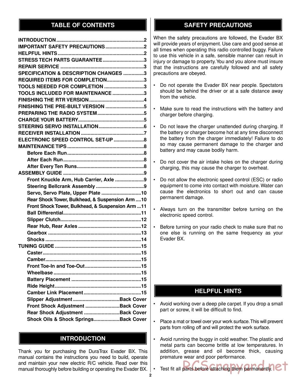 Duratrax - Evader BX - Manual - Page 2