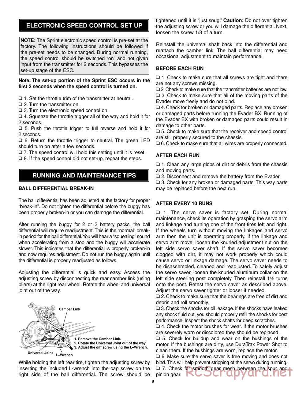 Duratrax - Evader BX - Manual - Page 8