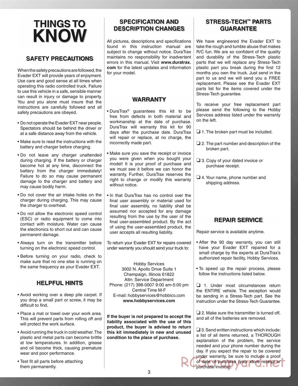 Duratrax - Evader EXT - Manual - Page 3