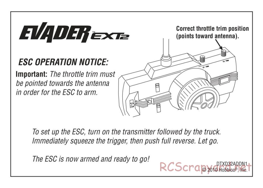 Duratrax - Evader EXT2 - Addendum