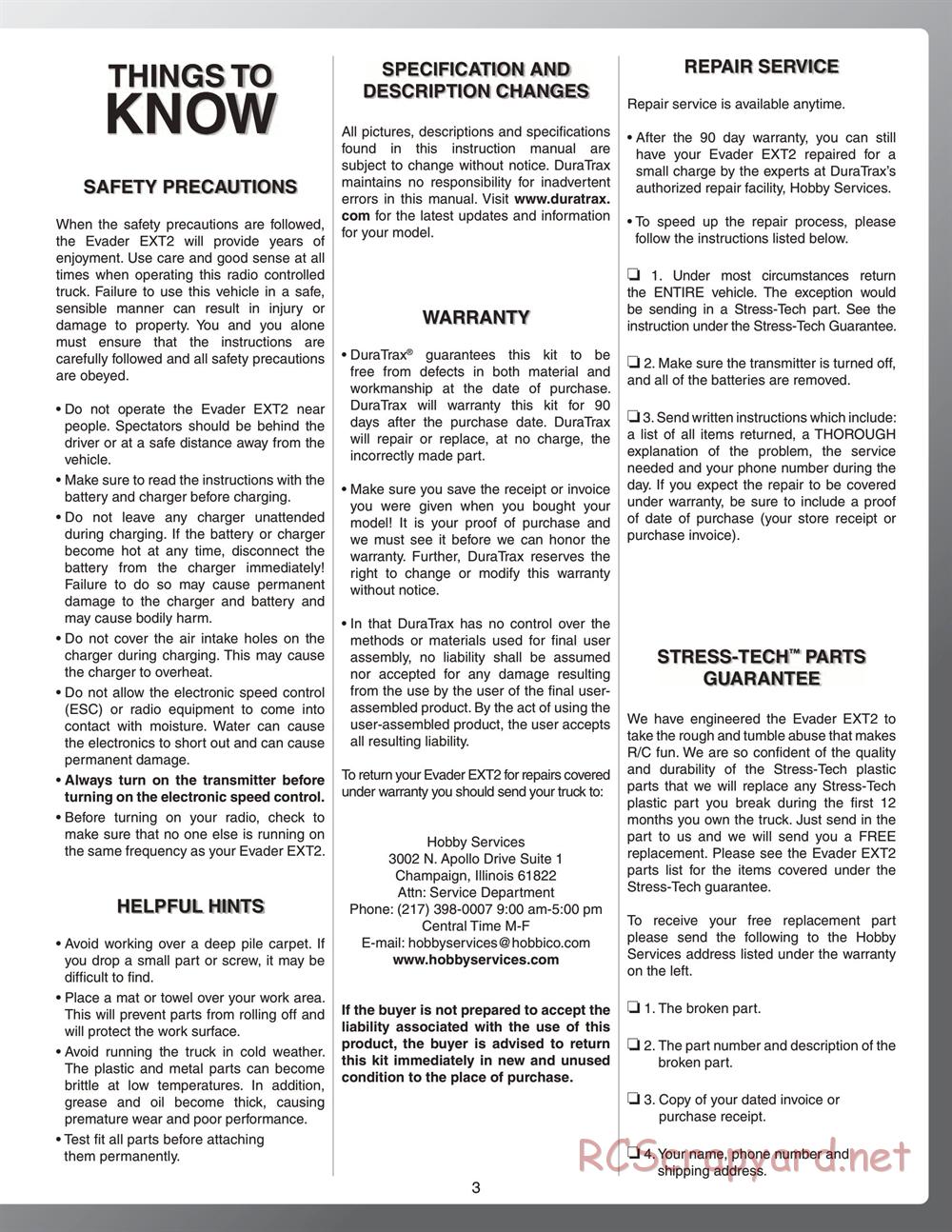 Duratrax - Evader EXT2 - Manual - Page 3