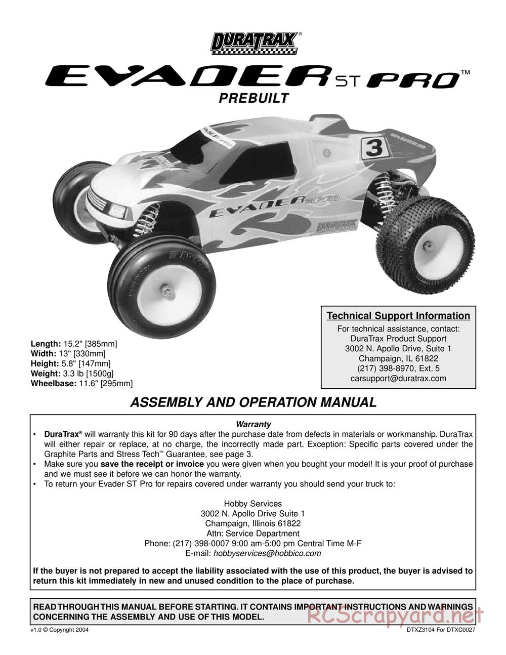 Duratrax - Evader ST Pro - Manual - Page 1