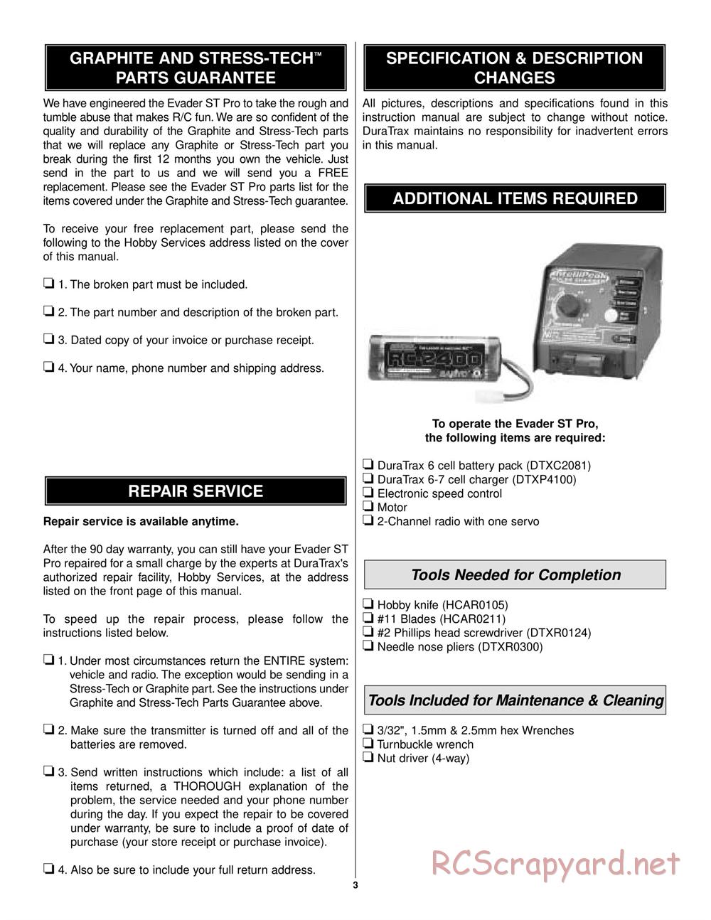 Duratrax - Evader ST Pro - Manual - Page 3