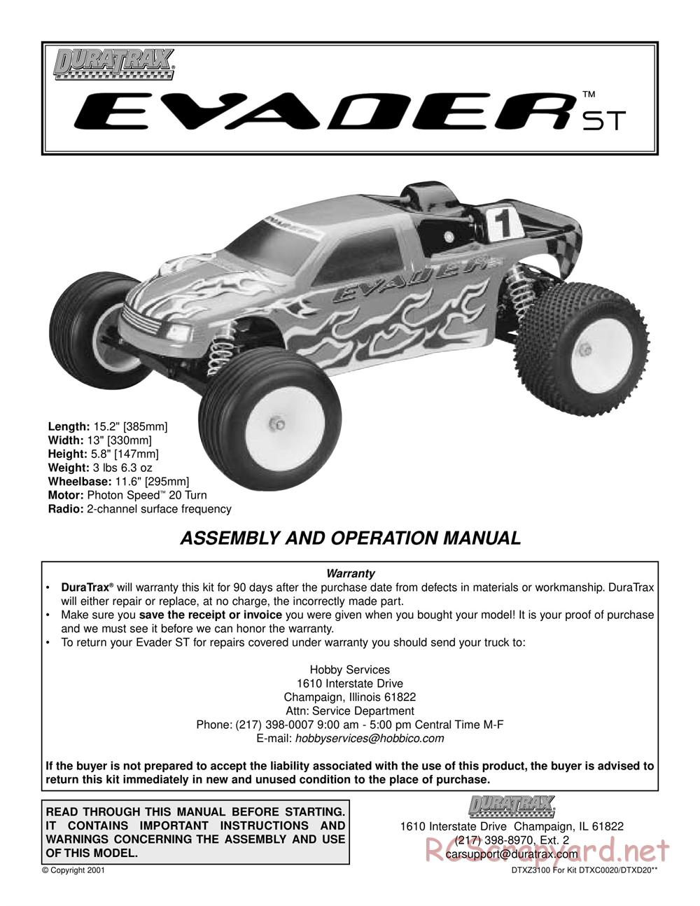 Duratrax - Evader ST - Manual - Page 1